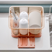 厨房碗筷收纳盒碗柜，带盖装餐具碗盘箱放碗架，家用置物沥水碗碟架子