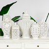 北欧白色镂空系列陶瓷将军罐摆件现代家居创意装饰客厅桌面工艺品