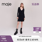 Maje Outlet2023春秋女装黑色针织两件套连衣裙MFPRO03136