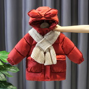 女童棉衣冬季加厚外套2023中长洋气儿童棉服宝宝冬装加绒棉袄