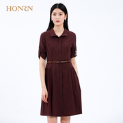 HONRN/红人夏季女装短袖翻领连衣裙商场同款HE22OL466