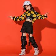 韩版儿童爵士舞套装露脐上衣hiphop衣服嘻哈女童街舞潮装表演出服