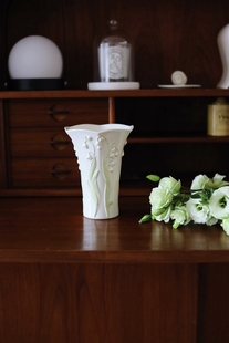 vintage中古风Lenox铃兰花瓶立体浮雕陶瓷鲜花瓶古董装饰花瓶