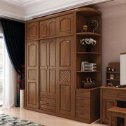 伊洛琳现代中式推拉门实木衣柜卧室，滑移门大衣橱加顶转角组合白色