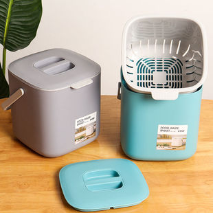 厨余垃圾桶家用厨房桌面干湿，分离收纳桶，加厚塑料带盖双层纸篓小号