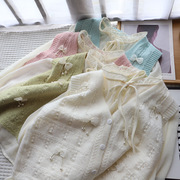 韩系仙女女装蝴蝶结，针织马甲+雪纺打底衬衫，两件套套装上衣
