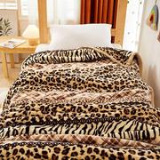 豹纹毛毯被子春季加厚学生宿舍毯子女生床上用厚款冬天盖豹纹黄