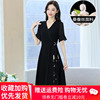 杭州高端拼接真丝连衣裙，女装夏季小个子，洋气质v领桑蚕丝裙子