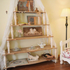 美式复古欧式法式实木，装饰花架白色做旧书架，落地置物架子花卉家具