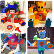 儿童手工制作纸箱机器人衣服创意Diy组装涂色纸壳玩具舞台道具