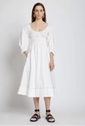 福家pz小众设计u领的设计简约不简单时髦利落泡泡袖连衣裙2色