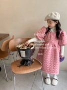 韩国童装22冬季儿童仙女公主裙宝宝洋气泡泡袖夹棉大摆连衣裙