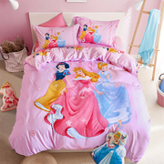 迪士尼卡通儿童床上用品四件套1.2床单被套白雪公主风女孩三件套