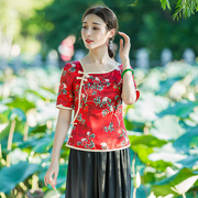 华族经典唐装改良版女时尚中式复古文艺显瘦短款女士旗袍上衣夏季