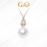 GiO珠宝 南洋澳白珍珠吊坠单颗天然钻石18K金海水珍珠项链不含链