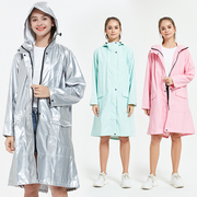 欧美时尚软皮防水防晒雨衣男女户外徒步长款潮牌风衣防雨外套雨披