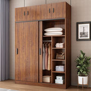 橡木衣柜实木家用卧室，推拉门收纳柜子简约经济型，储物大衣橱风