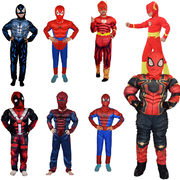 万圣节儿童美国队长服装，钢铁侠服装，蝙蝠侠肌肉电影动漫表演套装