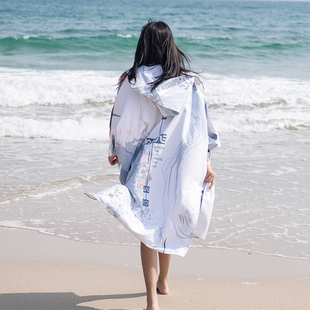 nu-june 潜水速干斗篷衣成人沙滩换衣罩衫游泳吸水浴巾浴袍毛巾衣