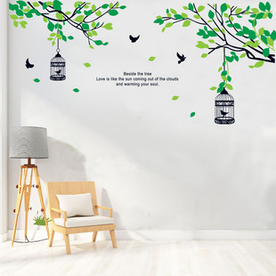 墙贴小清新绿叶绿藤树叶，客厅书房玄关装饰品可移除墙贴纸出租屋贴