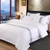 五星级宾馆酒店床上用品布草纯白色床单被套四件套全棉白纯棉民宿