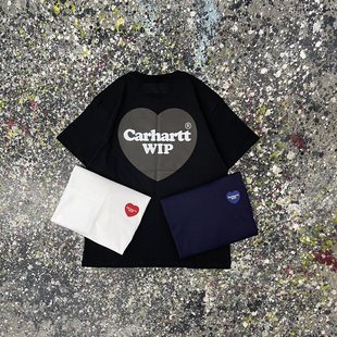 CARHARTT WIP 卡哈特工装潮牌字母大爱心印花LOGO情侣纯棉短袖T恤