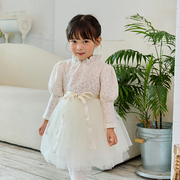 2023冬款韩国童装BABY女童时尚甜美公主泡泡袖礼服裙连衣裙