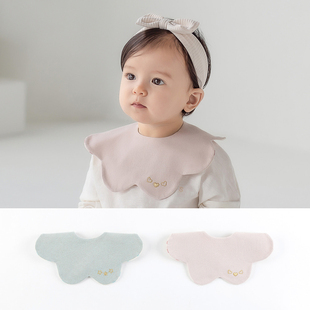 s292韩国进口男女宝宝花朵造型，全棉口水巾婴幼儿童双面小围嘴围兜