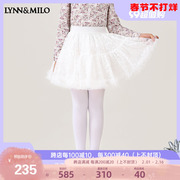 lynnmilo琳麦罗女童半身裙，2024洋气蕾丝，短裙甜美百搭白色蓬蓬裙