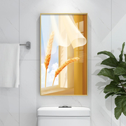 百合麦穗卫生间挂画防水画现代轻奢浴室装饰画暖色，花卉壁画免打孔