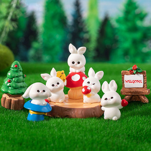 微景观卡通树脂木牌树桩水果树创意桌面小摆件可爱小兔子DIY摆件