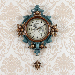 欧式客厅挂钟现代静音，时尚石英钟个性，家用创意钟表复古装饰墙壁钟