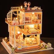 小屋模型房子手工diy拼装别墅礼物玩具制作生日，儿童成品女屋建筑