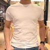 夏季af男短袖t恤圆领，纯色半袖体恤af男装白色，打底衫修身经典简约