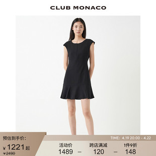 CLUB MONACO女装春夏荷叶边下摆收腰显瘦无袖气质连衣裙