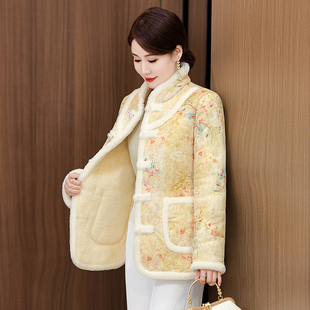 今年流行的国风花棉袄女冬季新中式唐装棉服加绒加厚拜年棉衣外套