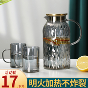 冷水壶玻璃水壶耐高温家用开水杯大容量，泡茶壶扎壶夏季果汁凉水壶