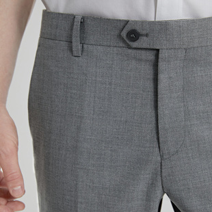 可机洗灰色混纺羊毛西裤男士商务垂感长裤职业上班免烫西装裤