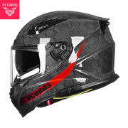意大利VCOROS蛇纹碳纤维摩托车冬季头盔男双镜片大码机车全盔