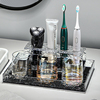 一家三口漱口杯家用卫生间刷牙洗漱杯套装简约玻璃牙刷牙杯置物架
