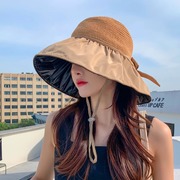 黑胶遮阳帽女款夏季帽子防紫外线，大帽檐太阳帽遮脸防晒草帽渔夫帽