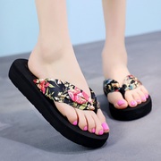 夏季韩版女式波西米亚时尚人字拖夹拖坡跟厚底夹脚沙滩鞋凉拖鞋拖