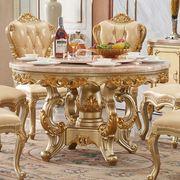 欧式全实木大理石餐桌双层圆桌美式小户型香槟金色餐桌椅组合6人