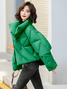 绿色短款面包羽绒服女小个子年时尚洋气显瘦加厚冬季外套