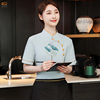 酒店餐饮服务员工作服女新中式民族风餐厅茶楼火锅饭店短袖套装