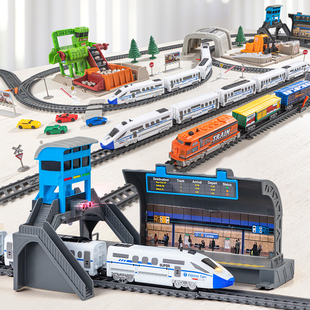 电动和谐号小火车高铁轨道车，男孩火车模型，套装动车儿童益智玩具