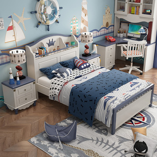 儿童床男孩女孩儿童房家具，组合套装1.2m小孩床储物青少年床单人床