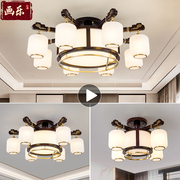 新中式客厅灯中国风纯铜餐厅卧室书屋实木艺大厅吸顶灯轻奢吊灯具