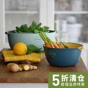 北欧ins风创意厨房塑料洗菜盆双层沥水滤水篮 家用加厚蔬菜水果篮