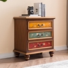 欧式床头柜实木彩绘美式三四五斗柜抽屉柜收纳整体，柜复古整装家具